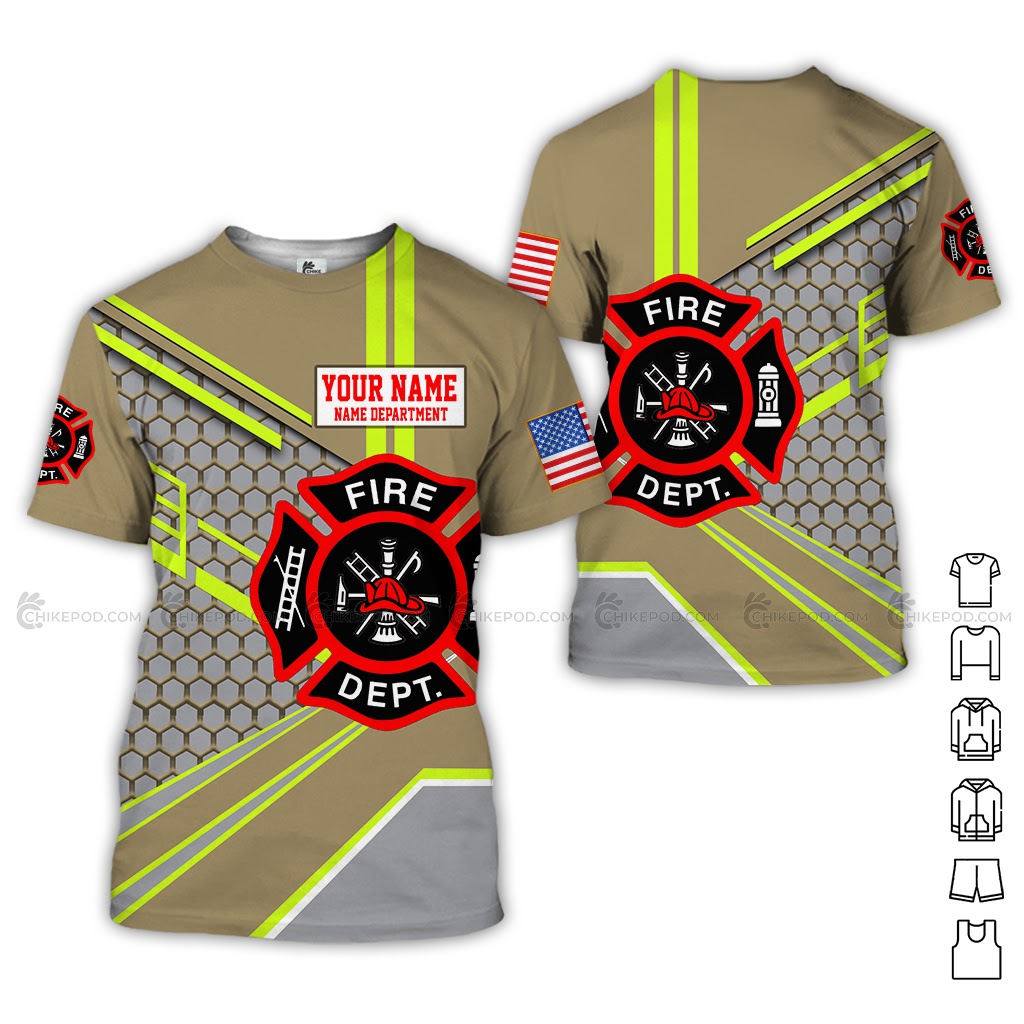 Personalized Name And Department Firefighter 3D All Over Printed Clothes CM99